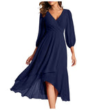 VITTORIA | Chic Asymmetric Hem Dress with Flowing Sleeves - Perfect for Any Occasion