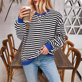 Luka™ - Casual Long Sleeve Round Neck Striped Shirt