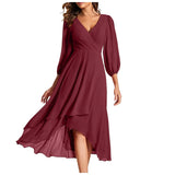 VITTORIA | Chic Asymmetric Hem Dress with Flowing Sleeves - Perfect for Any Occasion