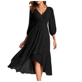 VITTORIA | Chic Asymmetric Hem Dress with Flowing Sleeves - Perfect for Any Occasion