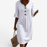 Adelaine™ Button-Detail Midi Dress