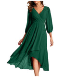 VITTORIA | Chic Asymmetric Hem Dress with Flowing Sleeves - Perfect for Any Occasion