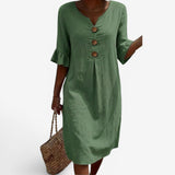 Adelaine™ Button-Detail Midi Dress