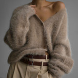 Alyssa - Elegant loose cardigan with deep V-neck