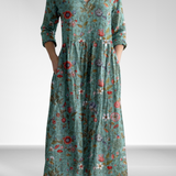 Women's Vintage Floral Dress | Midi, V-Neck