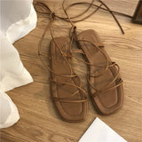 Women’s Summer Strappy Sandals | Lace-Up, Square Toe