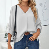 Nancie - Elegant loose V-neck blouse