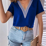 Women’s Casual Summer Shirt | Short Sleeve, Lace-Trimmed