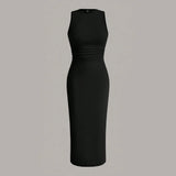 Women's Summer Midi Dress | Sleeveless, Pleated Waist