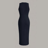Women's Summer Midi Dress | Sleeveless, Pleated Waist