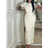 Women's Knit Midi Dress | Formal, Short Sleeve