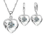 Heart-Shaped Necklace and Earring Set in Sterling Silver