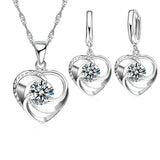 Heart-Shaped Necklace and Earring Set in Sterling Silver
