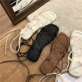 Women’s Summer Strappy Sandals | Lace-Up, Square Toe