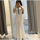 Women's Knit Maxi Dress | Short Sleeve, Denim Trim