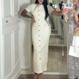 Women's Knit Midi Dress | Formal, Short Sleeve