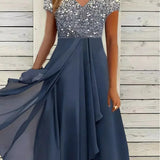 Women's Sparkly Evening Party Dress | Maxi