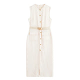 Women's Formal Midi Dress | Sleeveless, Belted