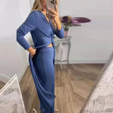 Women’s Elegant Jumpsuit | Knot Front, Long Sleeve