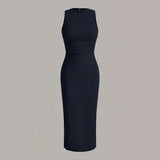 Women's Summer Midi Dress | Sleeveless, Pleated Waist