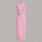 Women's Summer Midi Dress | Sleeveless, Pleated Waist
