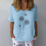 Wendolyn - Comfortable casual printed V-neck T-shirt