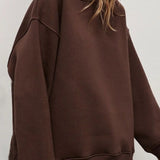 Verosha - Relaxed Fit Oversized Crew Neck Sweatshirt