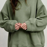 Verosha - Relaxed Fit Oversized Crew Neck Sweatshirt