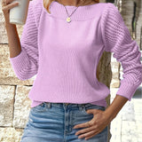 Breanna - Cozy Hollow-Out Long Sleeve Knit Sweater