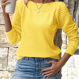 Breanna - Cozy Hollow-Out Long Sleeve Knit Sweater