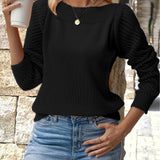 Breanna - Cozy Hollow-Out Long Sleeve Knit Sweater