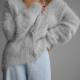 Alyssa - Elegant loose cardigan with deep V-neck