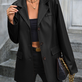 Eleina - Elegant leather blazer with notched lapels