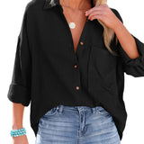 Lainey - Stylish V-neck button long sleeve shirt