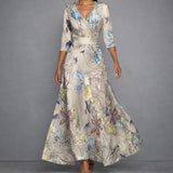 CALLA | Elegant Floral Maxi Dress for a Sculpted Silhouette