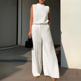 Lizzelle - Elegant sleeveless top and wide-leg trousers set