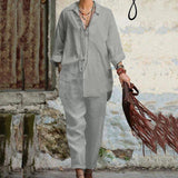 Suzy - Vintage polo blouse and casual trousers set