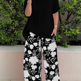 Jennifer - Casual loose blouse and floral trousers set