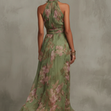 LIVIA | CHIC FLORAL HALTER MAXI GOWN