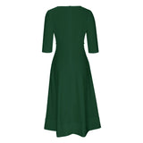 Women's Elegant A-Line Dress | Midi, Deep V-Neck