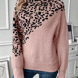 Vivianna - Soft Leopard Print Turtleneck Sweater with Long Sleeves