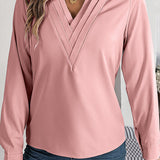 Vanira - Elegant layered V-neck long-sleeve blouse