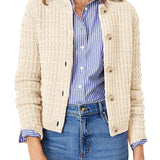 Dixie - Chic textured knit button-front cardigan