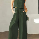 Xandrine - Casual sleeveless top and wide-leg trousers set