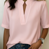 Margaux | Chic Blouse with V-Neck and Gold Detail