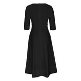 Women's Elegant A-Line Dress | Midi, Deep V-Neck