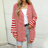 Carla - Chic striped button long sleeve cardigan