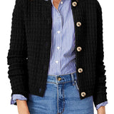 Dixie - Chic textured knit button-front cardigan