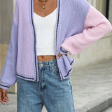 Chantelle - Casual contrast open front long sleeve cardigan