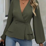 Bernina - Elegant ruffle hem long sleeve sweatshirt